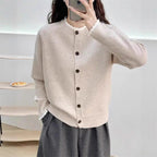 Damen Strickjacke mit Knopfdetails und dekorativem Kragen
