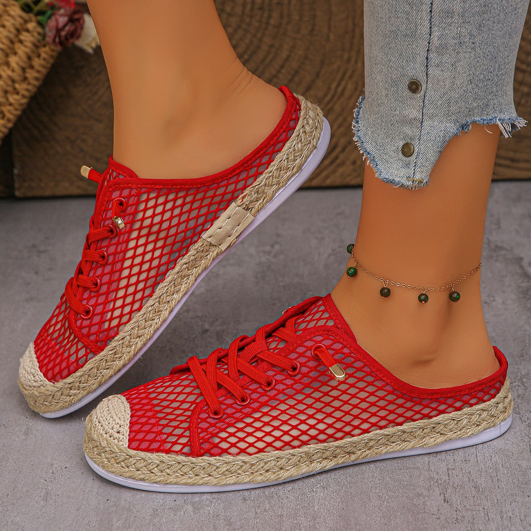 Damen Slip-On Sneaker mit modischem Netzdesign und geflochtenem Fußbett R&B