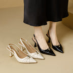 Damen elegante Slingback-Pumps mit modischem Schmuckelement