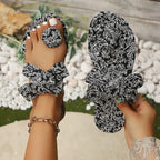 Damen Zehentrenner-Sandalen mit buntem Schmetterlingsdesign und modischem Schleifenakzent R&B