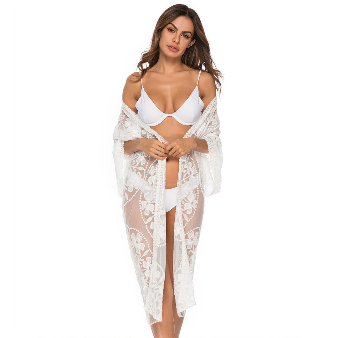 Damen Transparente Häkel-Strandtunika R&B