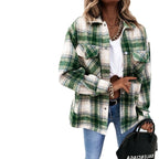 Damen Karierte Overshirtjacke im flauschigen Stoff R&B