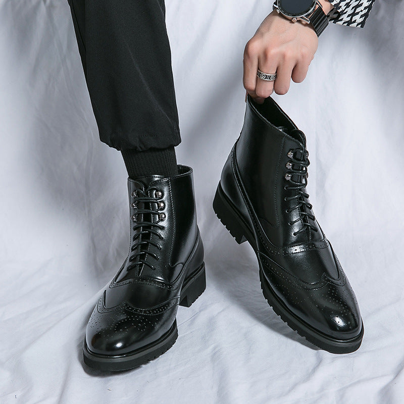 Damen Elegante Hochgeschlossene Schnürstiefel aus Leder R&B