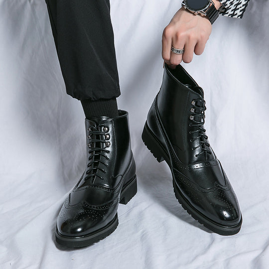 Damen Elegante Hochgeschlossene Schnürstiefel aus Leder R&B