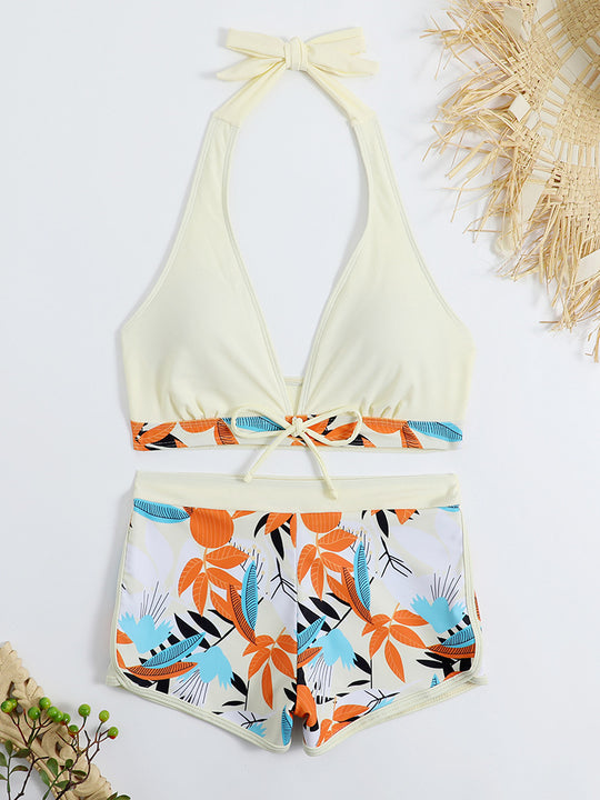 Damen Sportliches Bikini-Set mit verstellbarem Haltertop und Shorts R&B