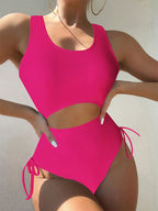 Damen Cut-Out Badeanzug mit verstellbaren Seitenbändern R&B