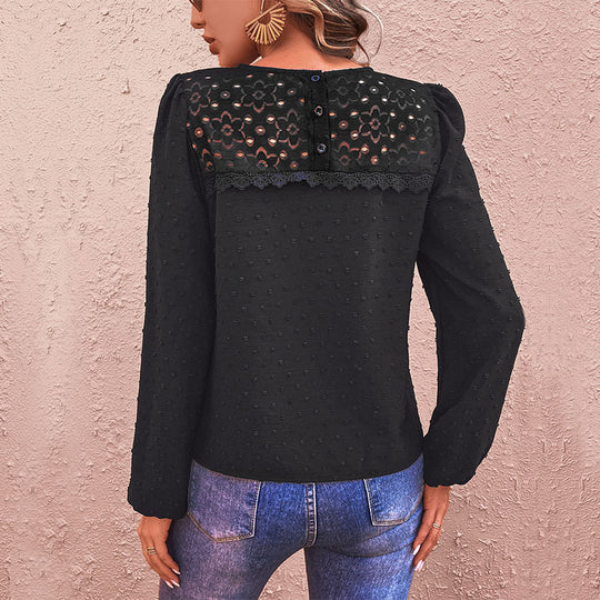 Damen Bluse mit strukturiertem Obermaterial und transparenten Akzenten R&B