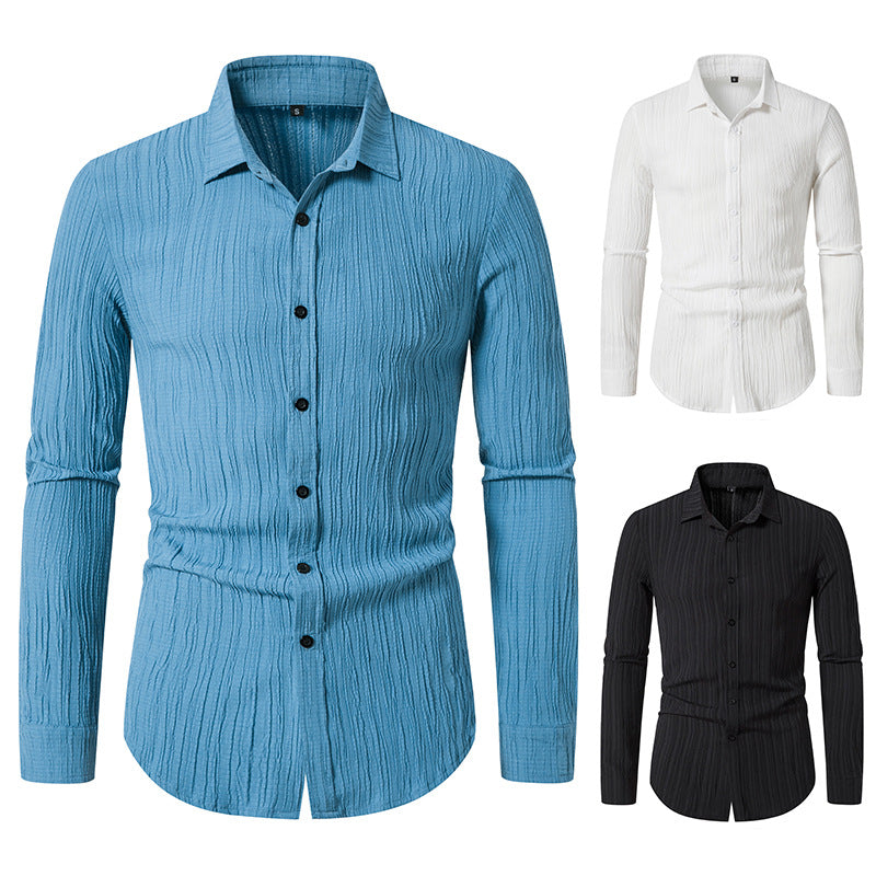 Herren Langarmhemd mit strukturiertem Design und moderner Passform