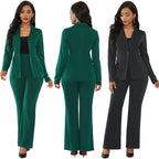 Damen elegantes Blazer-Set mit taillierter Passform und schmalen Hosen R&B