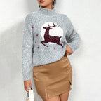 Damen Kuscheliger Rollkragenpullover mit festlichem Rentierdesign R&B