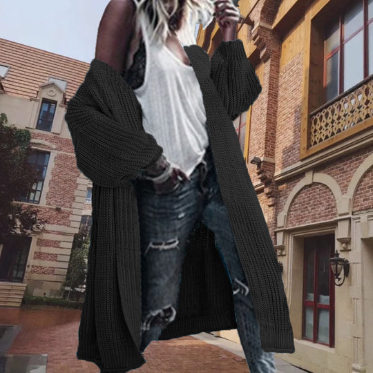 Damen Grobstrickjacke mit weit geschnittenen Ärmeln und offenen Vorderseite R&B