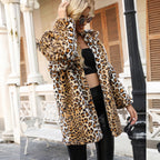 Damen Elegante Kunstfelljacke mit Leopardenmuster R&B