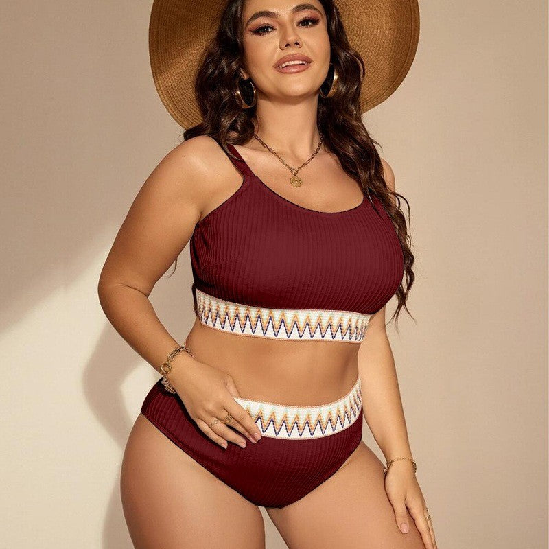Damen Sportliches Bikini-Set mit hoher Taille und elastischem Bund R&B