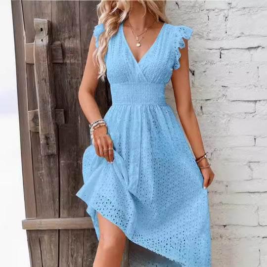 Damen Sommerkleid mit eleganten Spitzenärmeln R&B