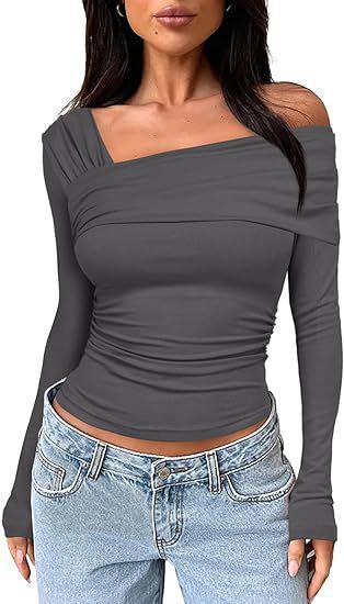 Damen Wickelshirt mit asymmetrischem Ausschnitt und raffiniertem Stretch R&B