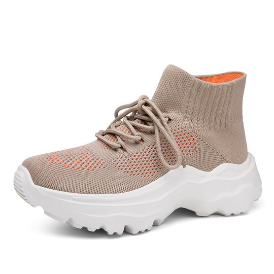 Damen Strick-Sneakers mit hohem Kragen und rutschfester Sohle R&B