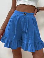 Damen Volant-Shorts mit elastischem Bund und seitlichen Taschen R&B