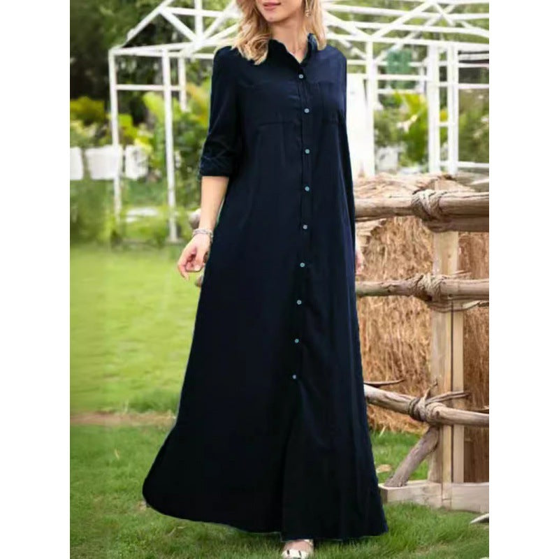 Damen Langarmhemdkleid mit Knopfdetails und raffiniertem Schnitt R&B
