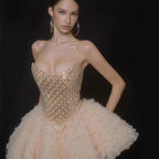 Damen Glamouröses Tüll-Cocktailkleid mit schimmerndem Oberteil R&B