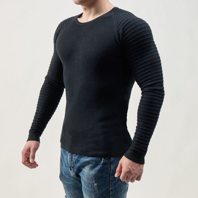 Herren Langärmliges T-Shirt mit modernen Rippstrukturen und körperbetonter Passform R&B