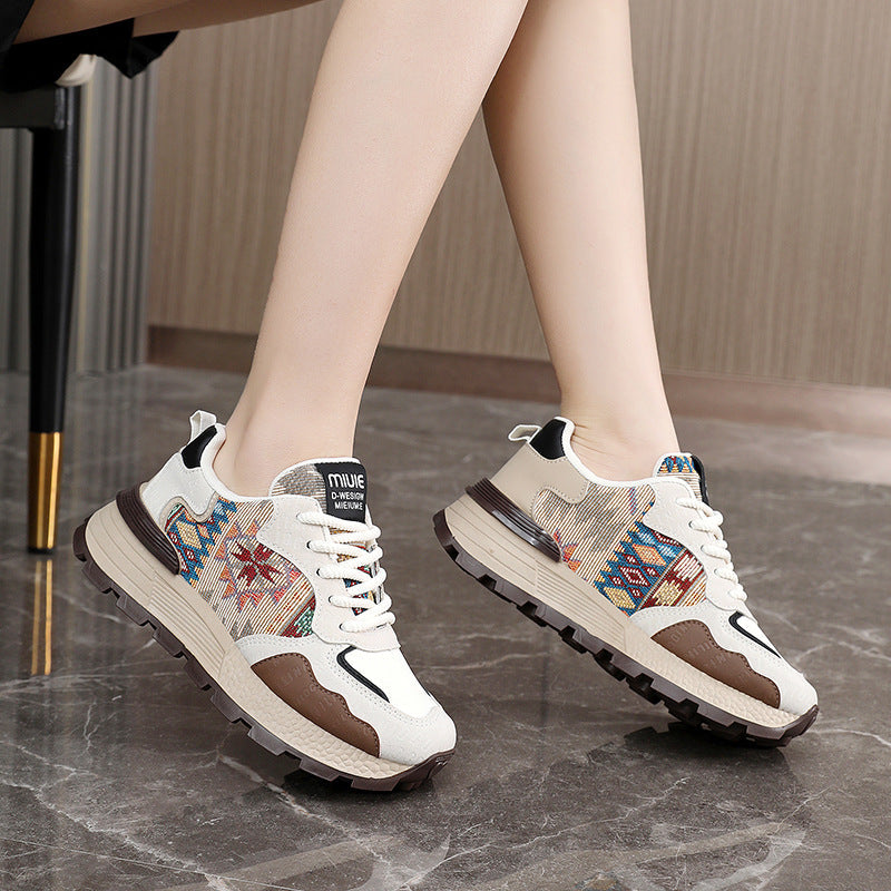 Damen Sportliche Sneakers mit farbenfrohem Ethno-Muster und rutschfester Sohle R&B