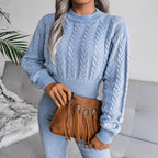 Damen Grobstrickpullover mit strukturiertem Zopfmuster und tailliertem Schnitt R&B