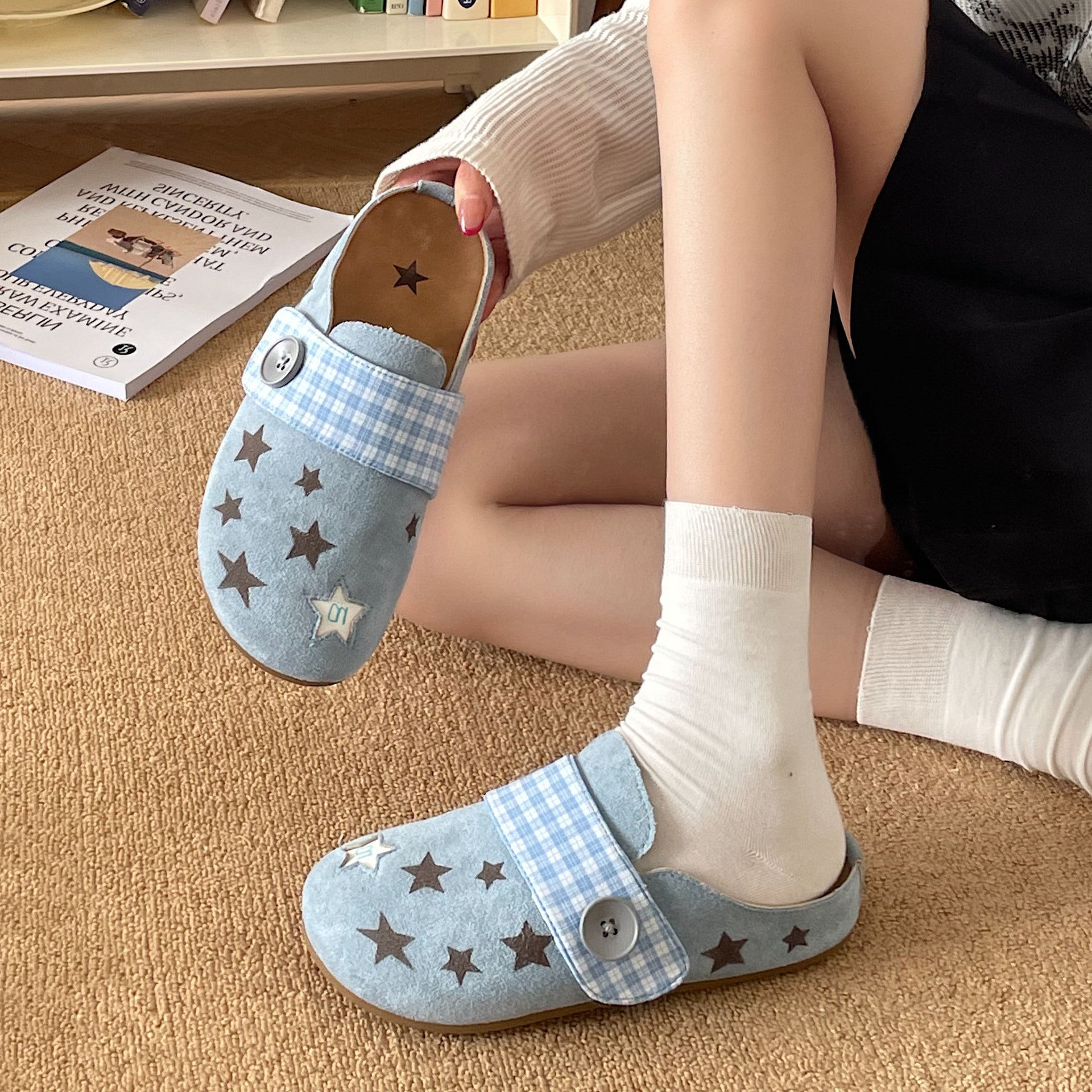 Damen Clogs mit modischem Sternen-Design und bequemer Sohle
