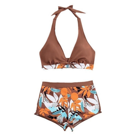 Damen Bikini-Set mit floralem Muster und herausnehmbarem Push-Up-BH R&B