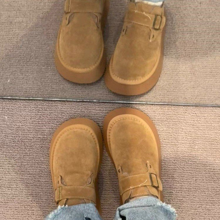 Damen kuschelige und bequeme Winterhausschuhe aus hochwertigem Veloursleder R&B