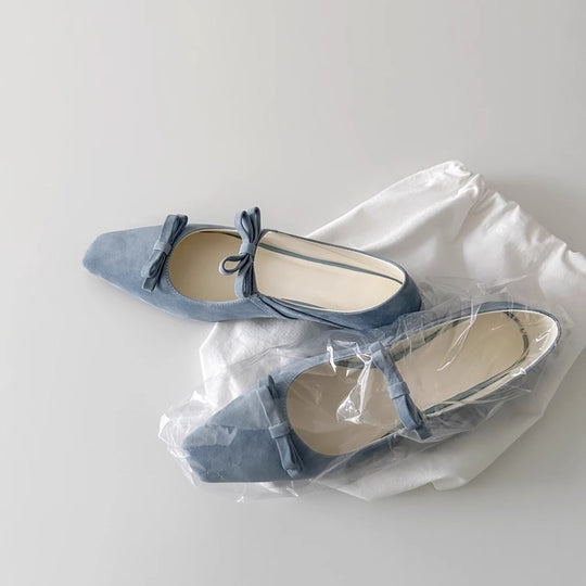 Damen Ballerina-Schuhe mit luxuriösem Schleifenakzent und spitz zulaufendem Design R&B