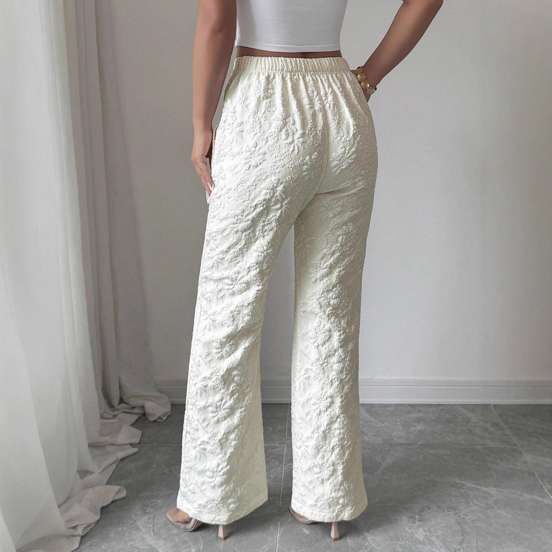 Damen Elegante Stoffhose mit hochgezogenem Schnitt und floralem Muster R&B