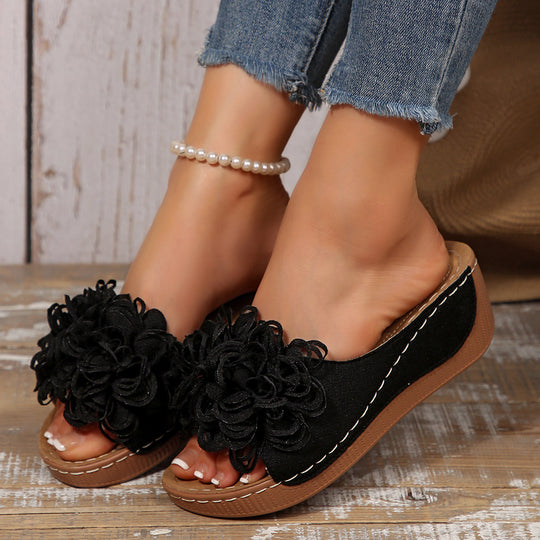 Damen Wedge-Sandalen mit floralem Dekor R&B