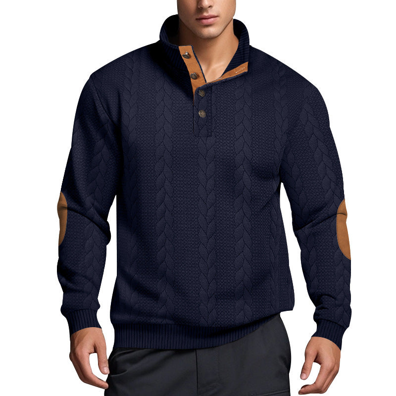 Herren Strickpullover mit hohem Kragen und strukturiertem Muster R&B