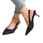 Damen elegante Slingback-Pumps mit floralem Jacquard-Muster R&B