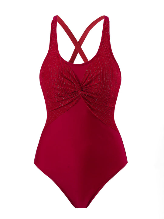 Damen Sportlicher Einteiler Badeanzug mit stilvollem Wickel-Design R&B