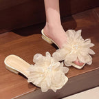Damen elegante Mules mit floralen Applikationen R&B
