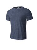 Herren nan meliertes Funktions-T-Shirt mit Rundhalsausschnitt, leichter Baumwollmischung und atmungsaktiver Struktur R&B