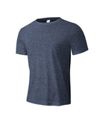 Herren nan meliertes Funktions-T-Shirt mit Rundhalsausschnitt, leichter Baumwollmischung und atmungsaktiver Struktur R&B