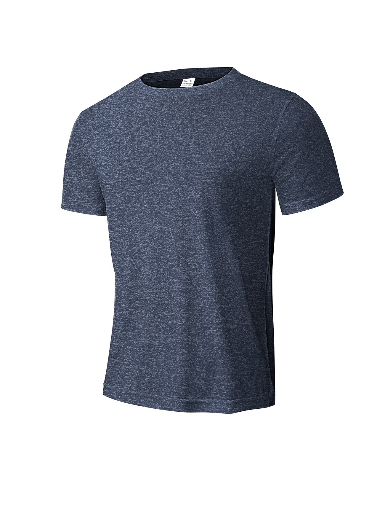 Herren nan meliertes Funktions-T-Shirt mit Rundhalsausschnitt, leichter Baumwollmischung und atmungsaktiver Struktur R&B