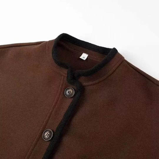 Damen cropped Übergangsjacke mit eleganten Knöpfen und praktischen Taschen R&B