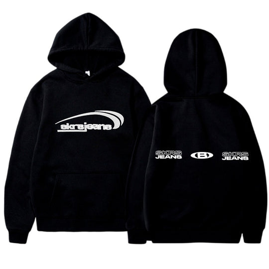 Damen Kapuzensweater mit modernem Logo-Design und praktischen Kängurutaschen R&B