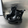 Damen Kick-Boots mit modischem Riemen und stabiler Gummisohle R&B