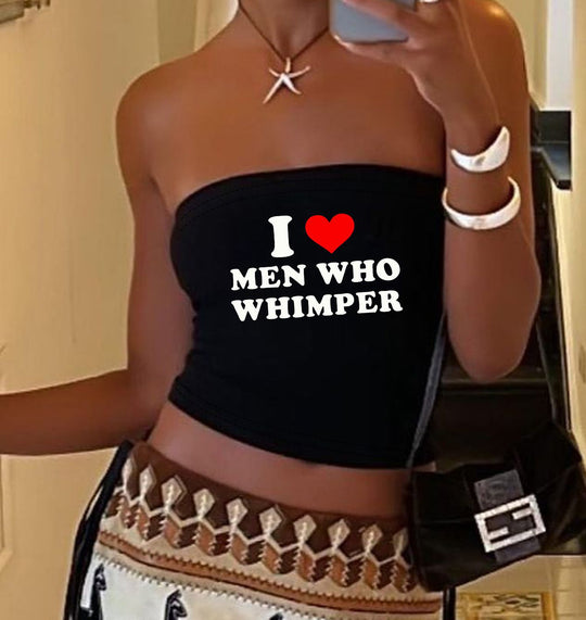Damen Bandeau-Top mit auffälligem Statement-Aufdruck R&B