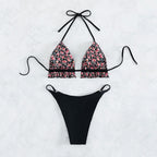 Damen Triangel-Bikini mit floralem Oberteil und hoch geschnittenem Höschen R&B