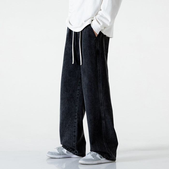Herren weite Denim-Hose im modernen Vintage-Stil R&B