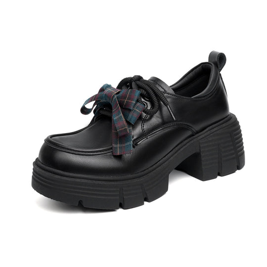 Damen Plateau-Schnürschuhe mit modischem Kettendetail und robustem Blockabsatz R&B
