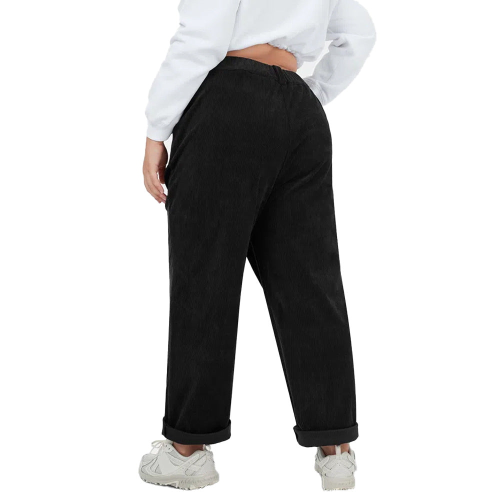 Damen Cordhosen mit weitem Bein und Bundfalten R&B