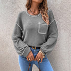 Damen lässiger Pullover mit modischen Puffärmeln R&B