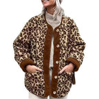 Damen warme Leopardenmuster Jacke R&B