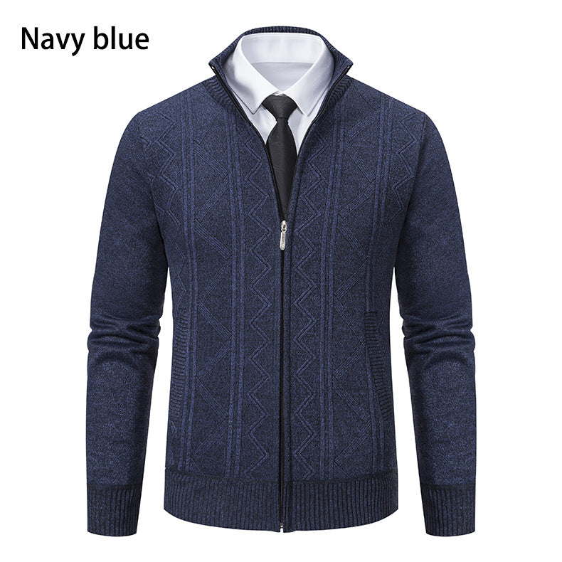 Herren modische Strickjacke mit hohem Kragen und Reißverschluss R&B